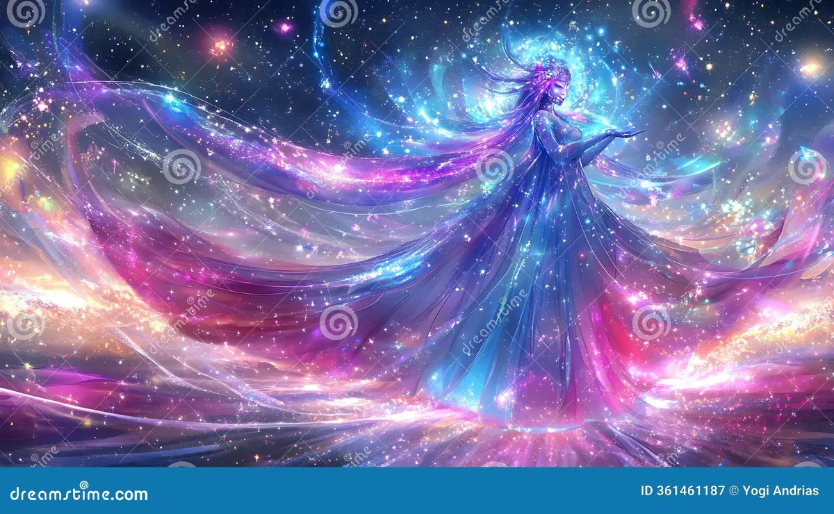 银河国际星空女神幻想插画